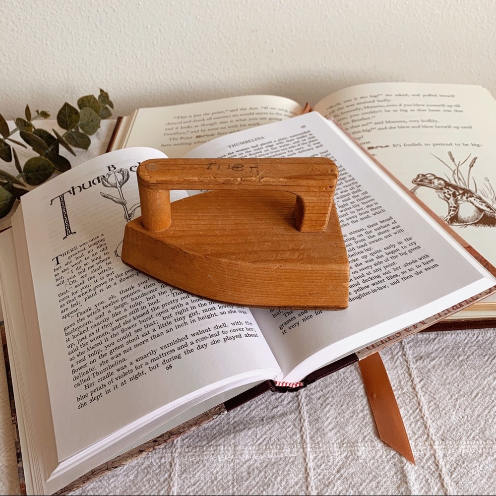 Vintage Toy Wooden Clothes Iron